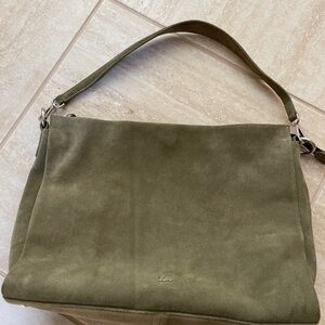 Olive Green Suede Shoulder Bag by